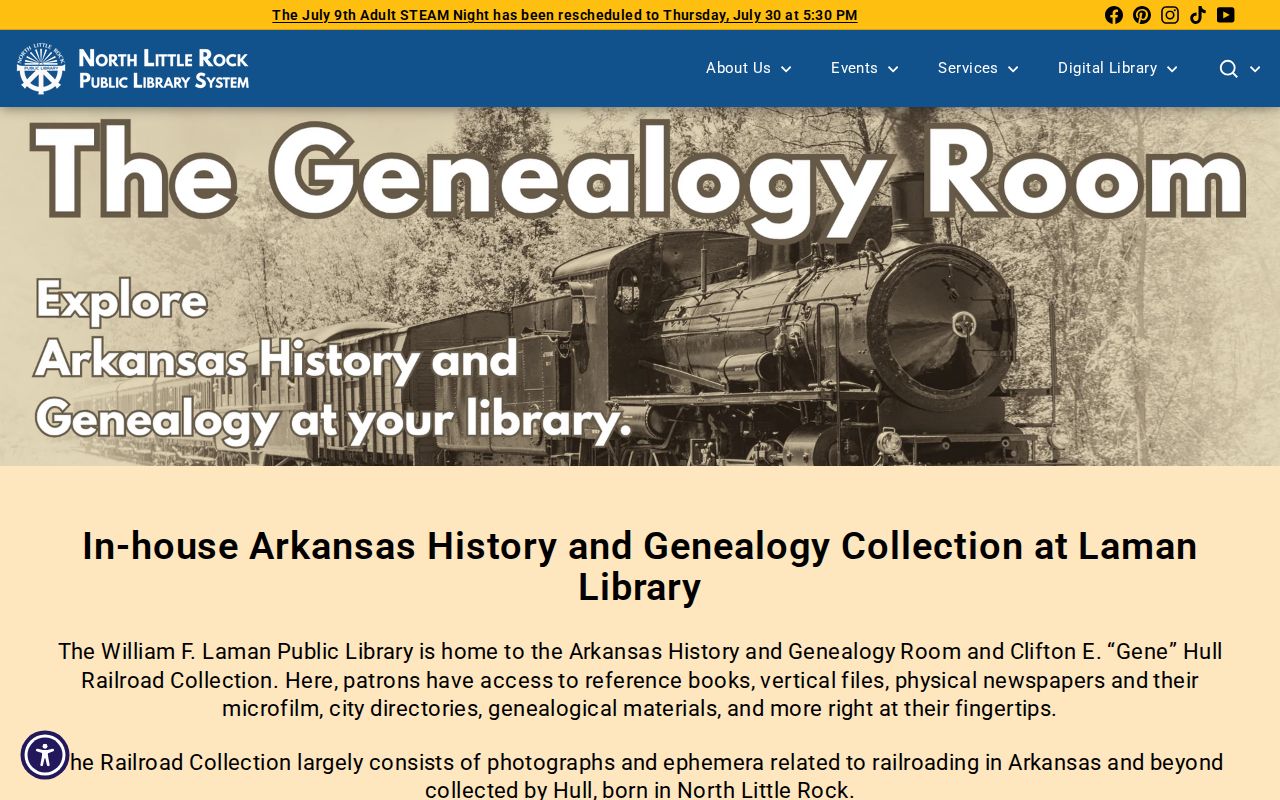 North Little Rock people search Laman Library genealogy room